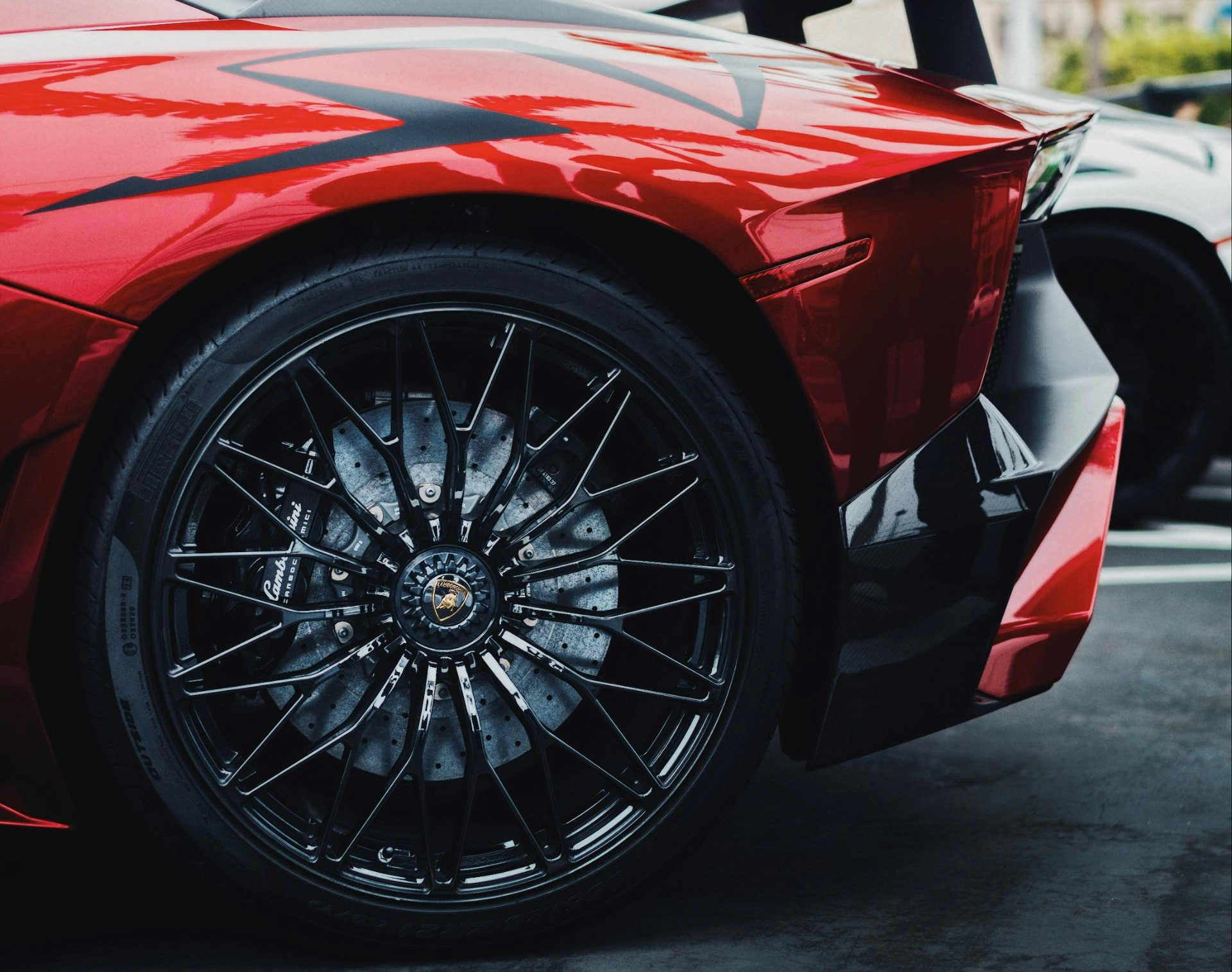Red Lamborghini wheel detail